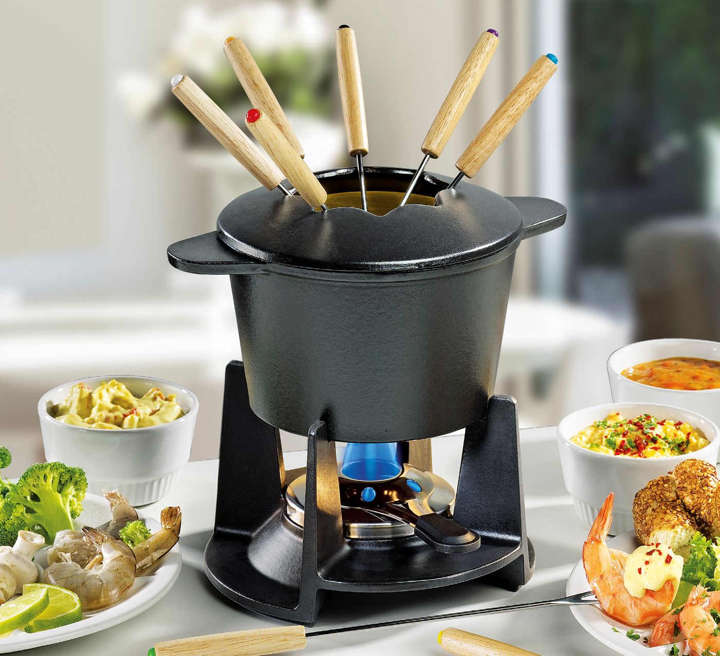 2894516016_úŽASNÁ Litinová sada na fondue pro 8 osob matná černá SPring (3)